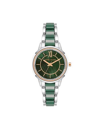 Silver / Green Anne Klein Premium Crystal Bracelet Watch Ceramics | BNZSD49676